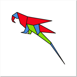 Corloful Parrot- origami style Posters and Art